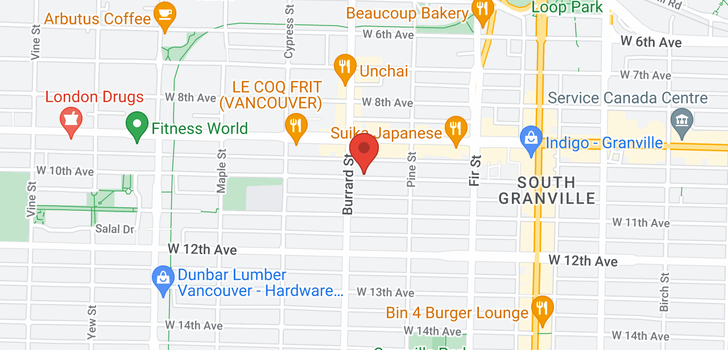 map of 304 1775 W 10TH AVENUE